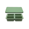 FDA-approved silicone freezer trays in two-portion and four-portion sizes,filled with home-cooked meals and designed for easy portioning and freezing.